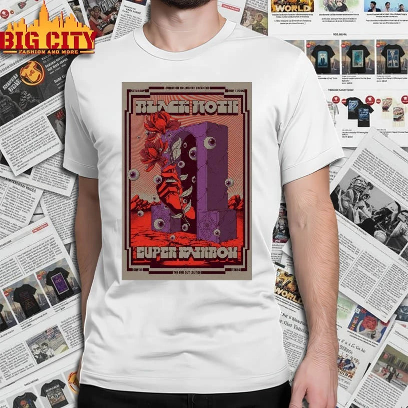 Black Moth Super Rainbow Nov 01, 2025 Far Out Lounge &amp; Stage, Austin, TX Poster shirt