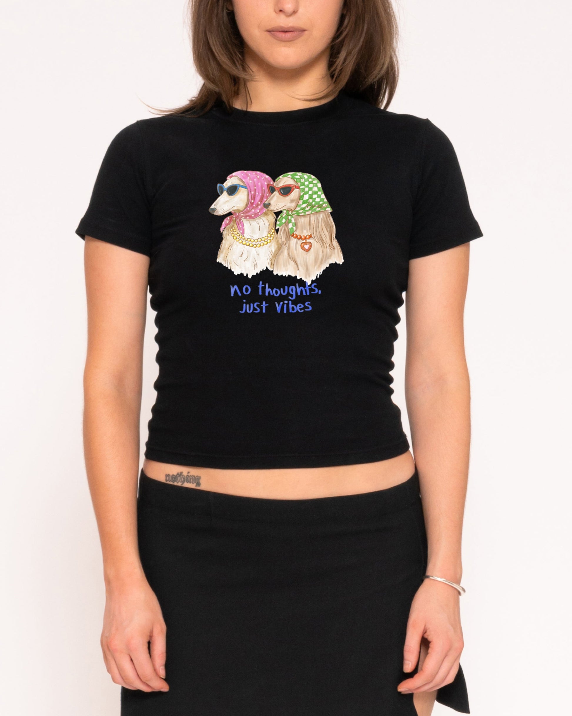 No Thoughts, Just Vibes Longline Baby Tee