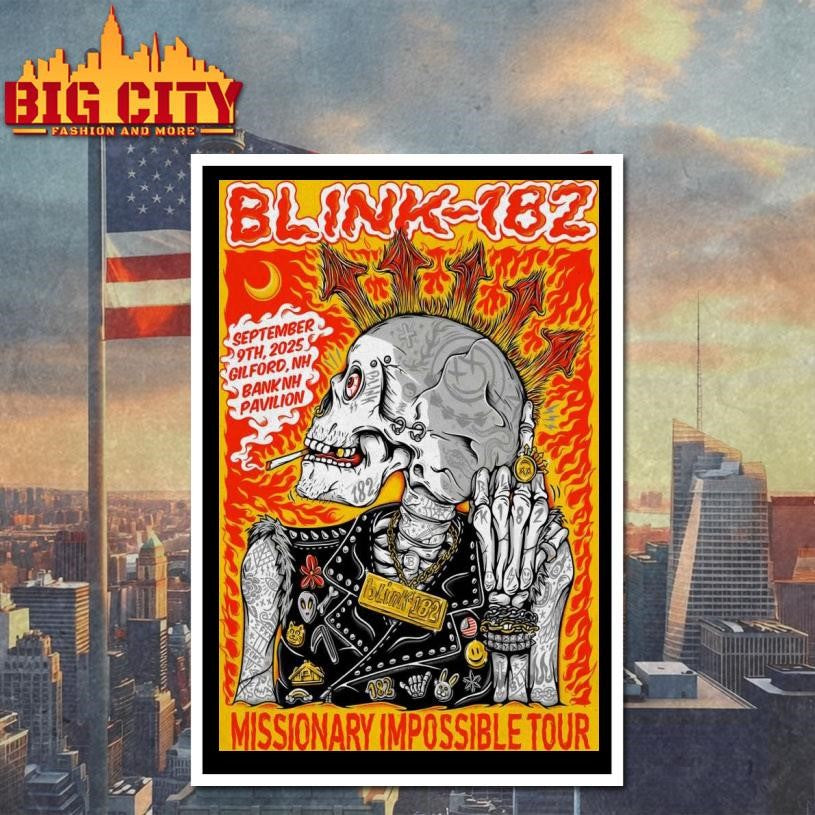 Blink 182 In Gilford NH On Sep 9 2025 Poster shirt