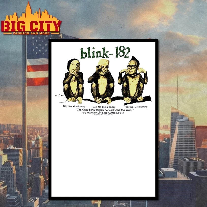Blink 182 The Missionary Impossible Tour 2025 Say No See No Hear No Monkeys Shirts