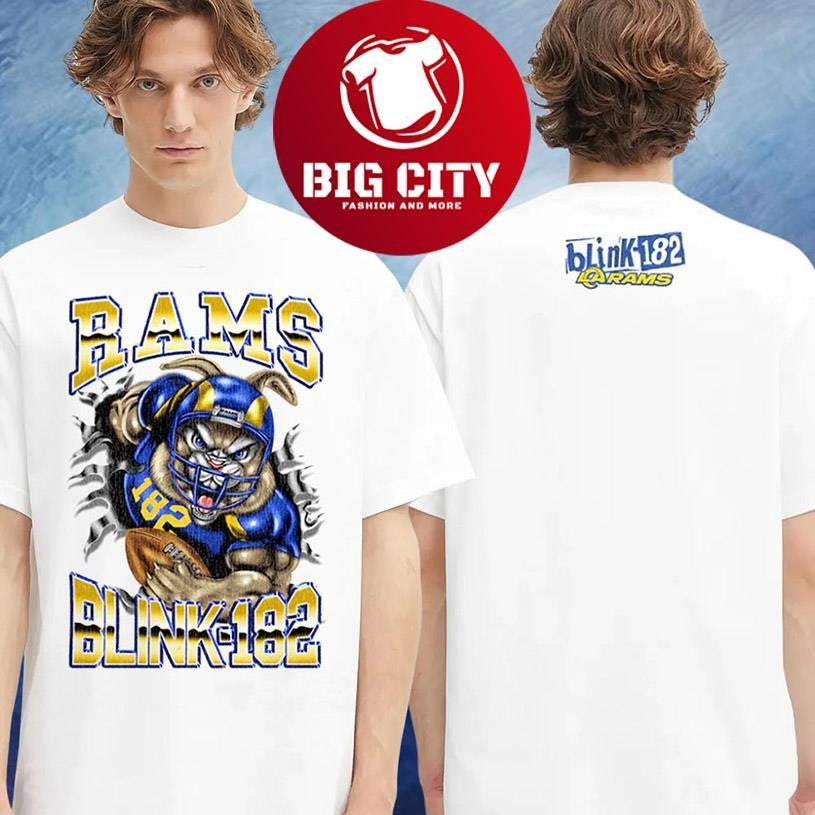 Blink 182 X LA RAMS Touchdown White Two Sided Shirt
