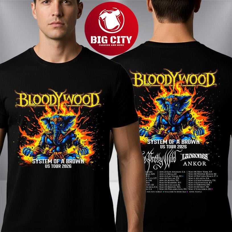 Bloodywood System Of A Brown US Tour 2026 Schedule Tour Dates Two Sided Shirt