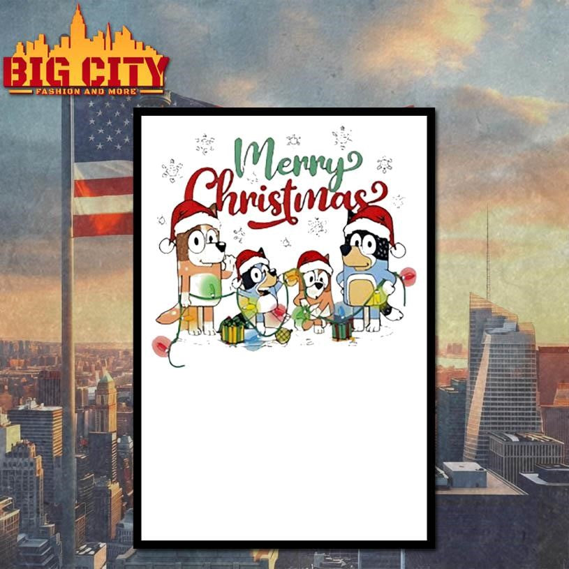 Bluey Merry Christmas Family Cartoon Characters Shirt