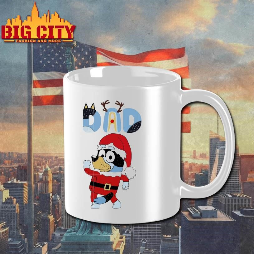 Bluey dad cosplay santa claus shirt