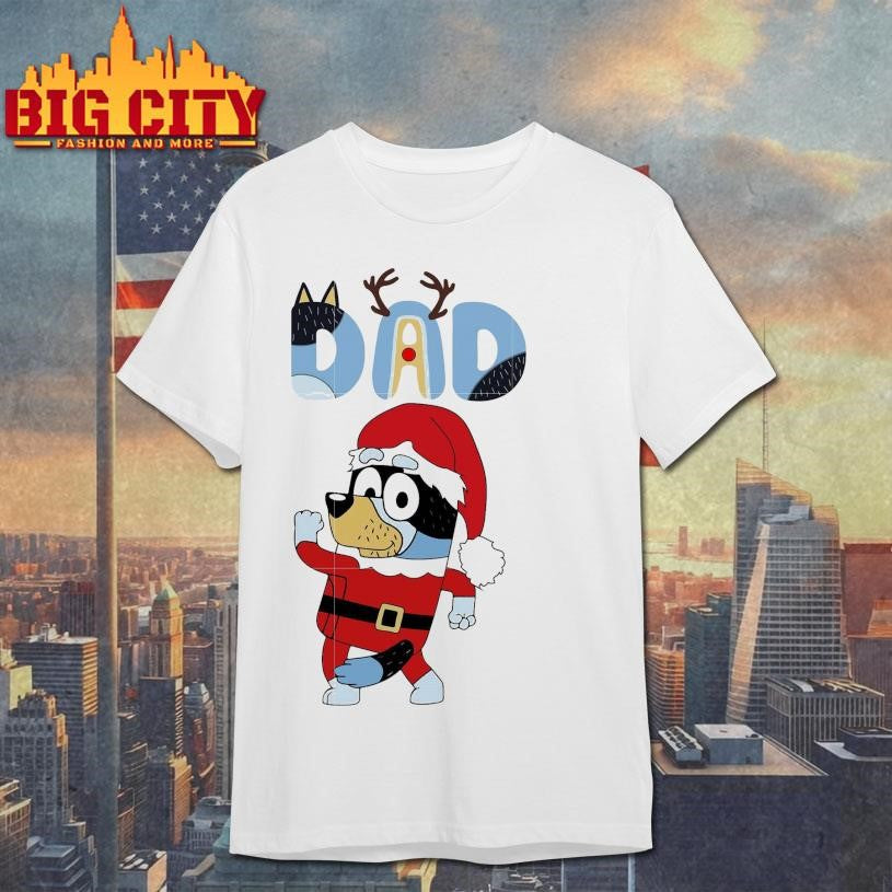 Bluey dad cosplay santa claus shirt
