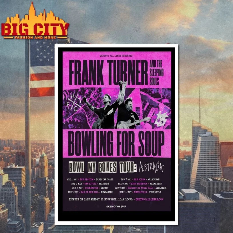 Bowling For Soup Bowl My Bones Tour Australia 2026 Poster shirt