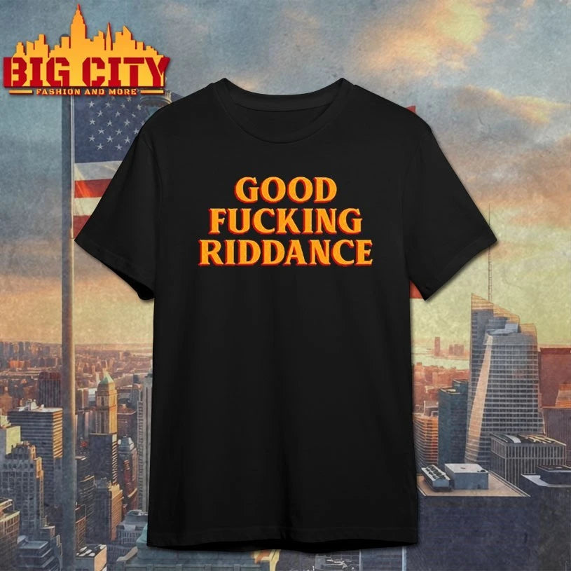 Brad Lander Wearing Good Fucking Riddance shirt