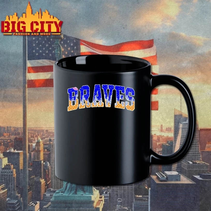 Braves Royal Blue Silver Grey Drip Arched Varsity Drippy Ice cream waffle Cone Mascot Sublimation shirts