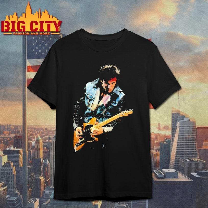 Bruce Springsteen Denim Vest Guitar Rock Legend Concert Performance Shirts