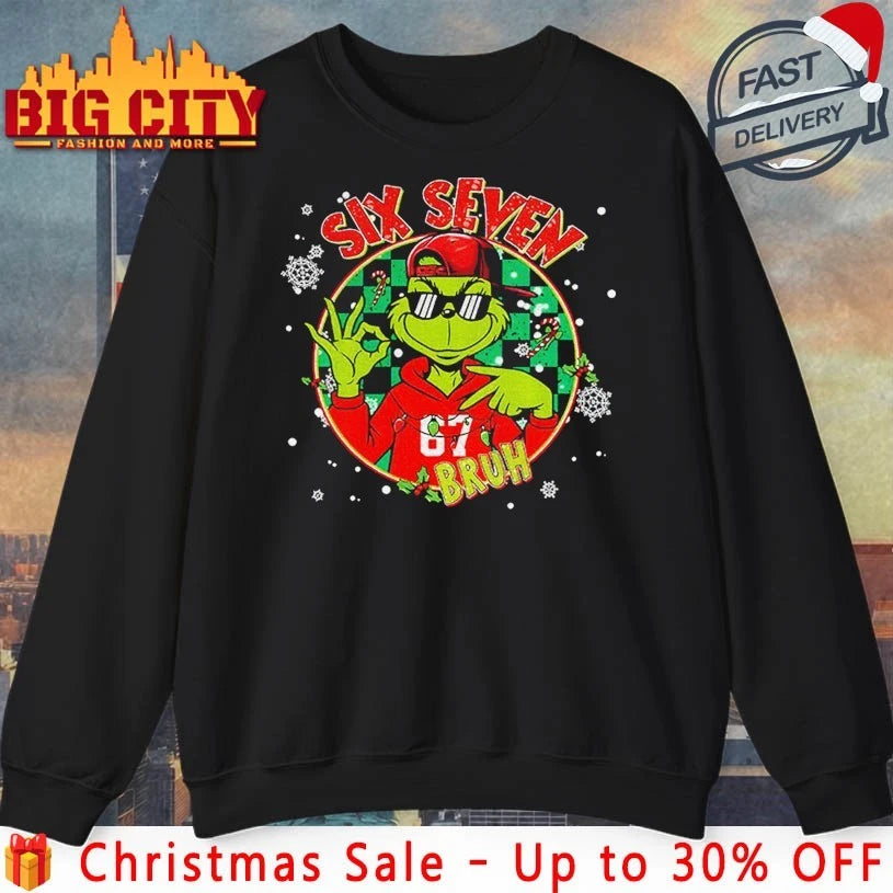 Bruh Six Seven 67 Santa Grinch Christmas shirt