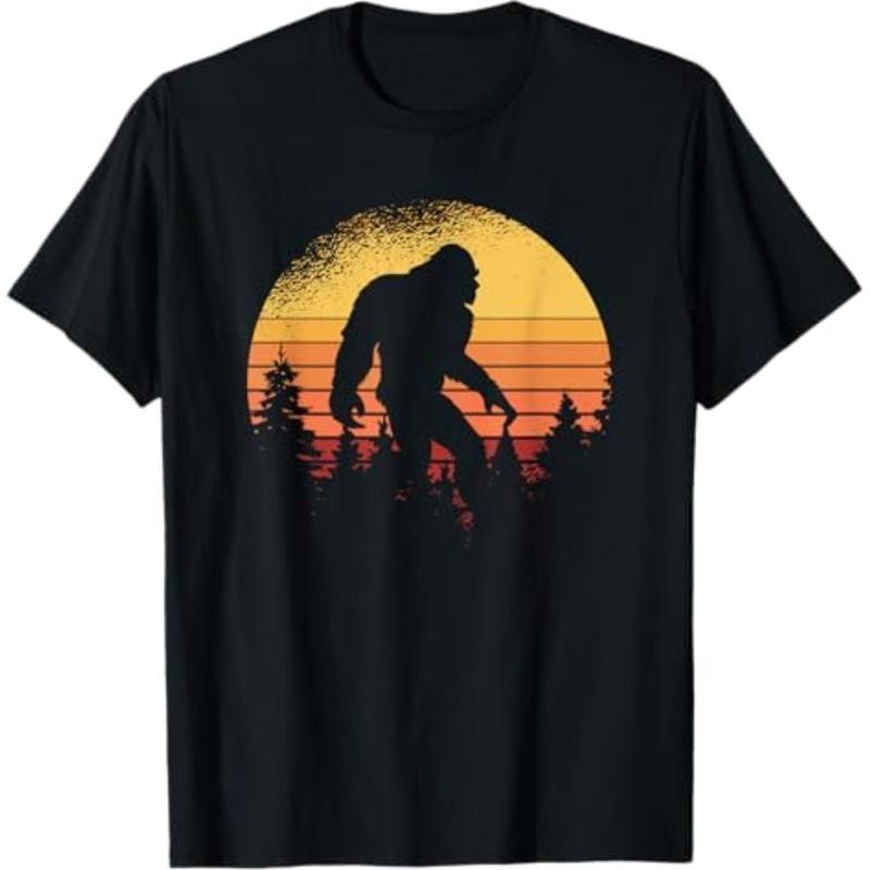 Casual T-shirt Retro Bigfoot Believer Silhouette Sasquatch Hide And Seek T-Shirt Graphic Graphic Tees style 02