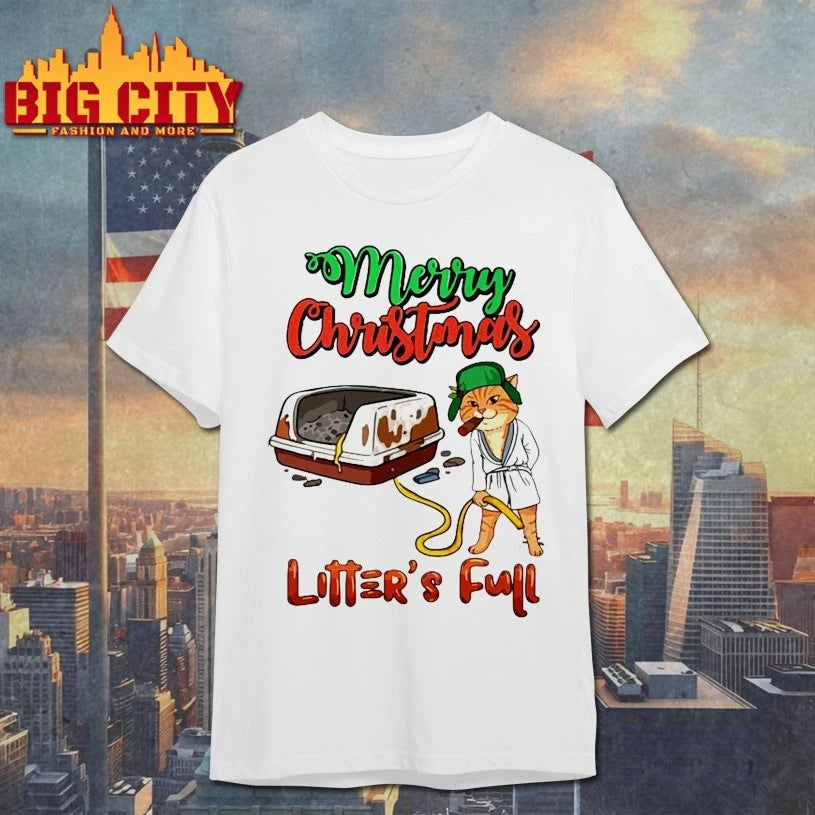 Cat Merry Christmas Litter’s Full Holidays Xmas Cigarettes shirt
