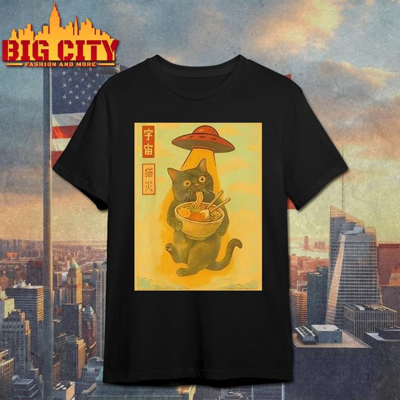 Cat Ramen Ufo Japanese Anime Shirt