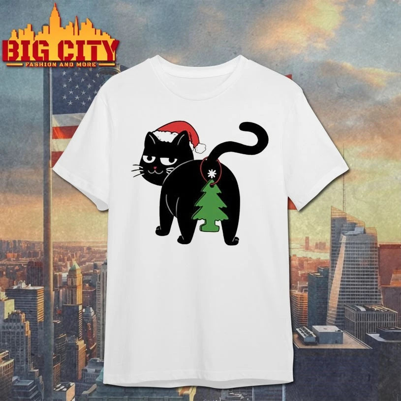 Cat and the Christmas Tree Star shirt