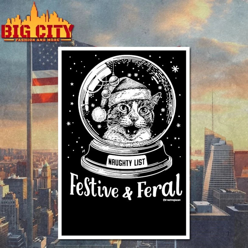 Cat christmas Festive and Feral shirt