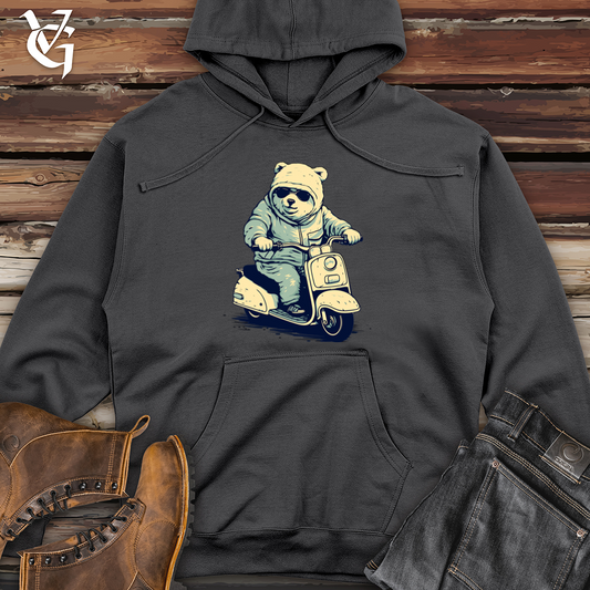 Retro Scooting Bear Midweight Hooded Sweatshirt