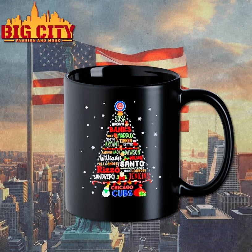 Chicago Cubs MLB name players tree Christmas 2025 shirt