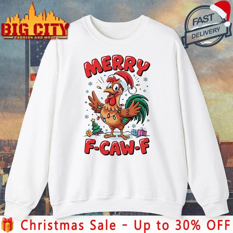 Chicken Merry F-Caw-F Funny Christmas 2025 shirt