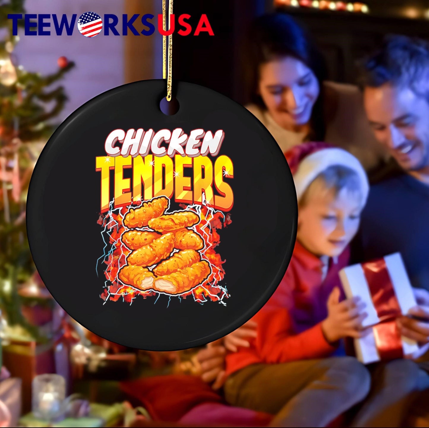 Chicken Tenders Food With Lightning And Fire Graphic shirt