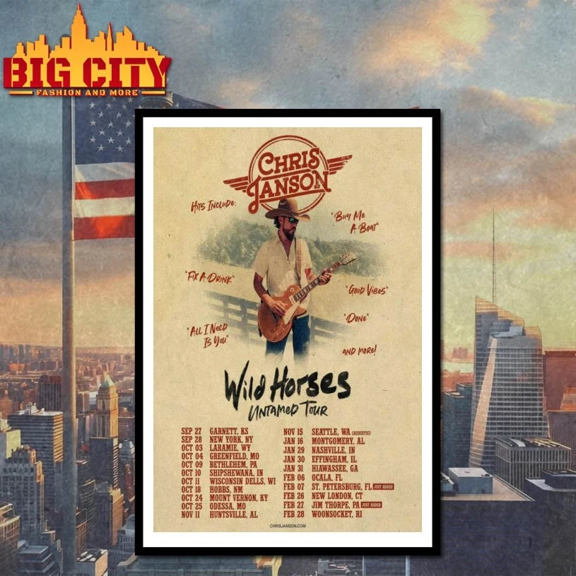 Chris Janson Wild Horses Untamed Tour 2025-2026 Poster Shirt