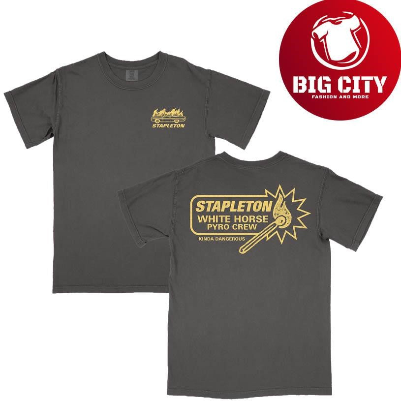 Chris Stapleton Shop Merch White Horse Pyro Crew 2025 Two Sided Shirt