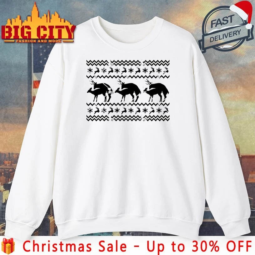 Christmas Deer Seamless Pattern Floral Decoration Stock shirt