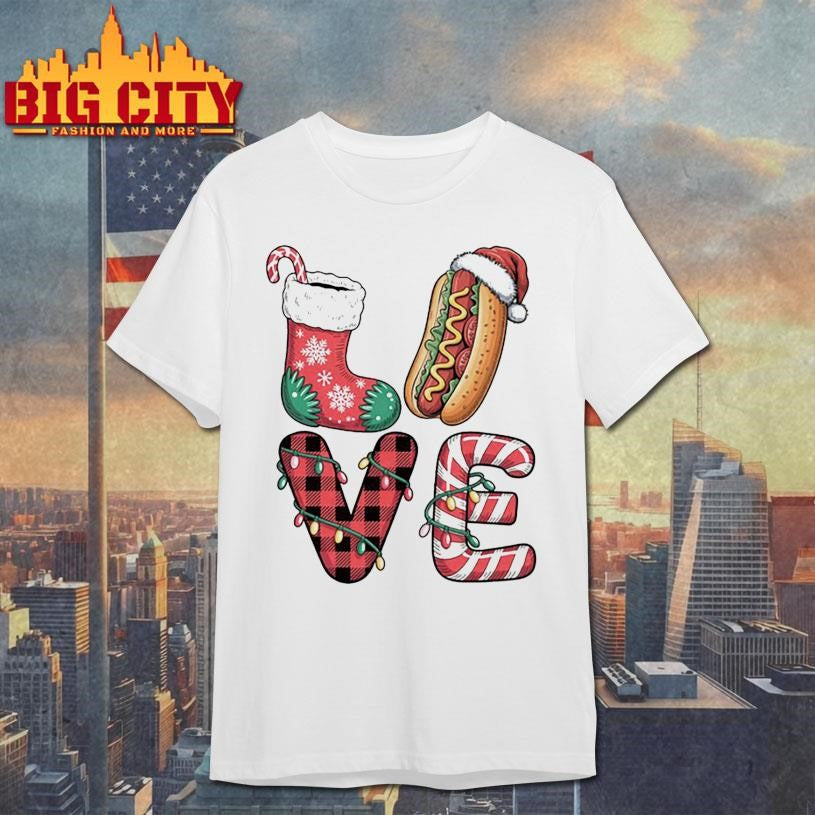 Christmas Hot Dog Love Xmas Funny Shirt