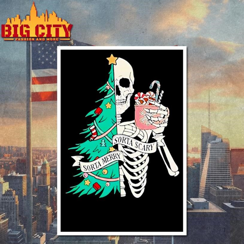 Christmas Sorta Merry Sorta Scary Skeleton Xmas shirt