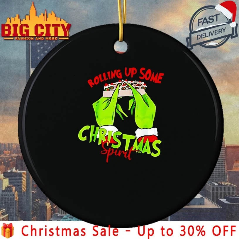 Christmas Spirit Grinch Hands Rolling Joint shirt