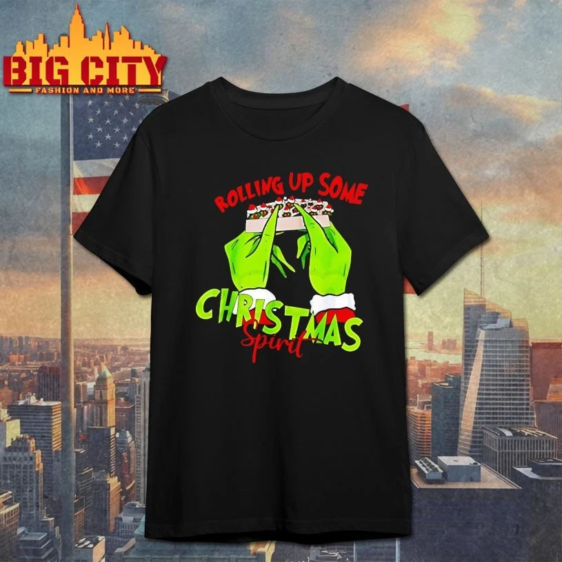 Christmas Spirit Grinch Hands Rolling Joint shirt