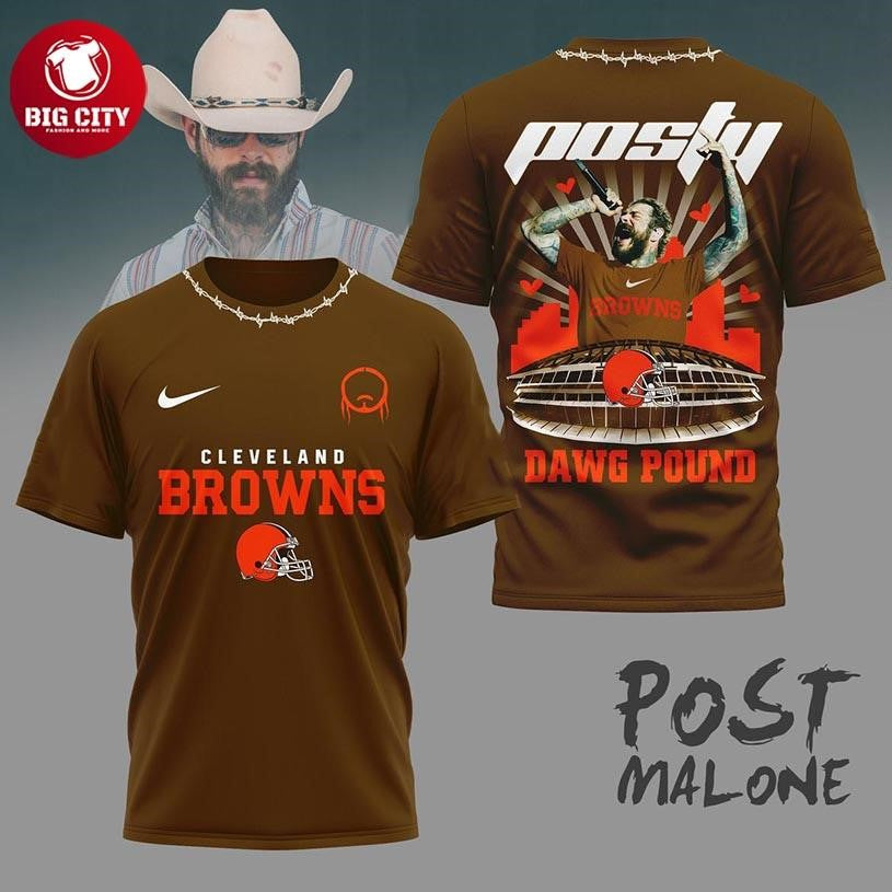 Cleveland Browns 2025 Post Malone Posty Dawg Pound Two Sided Shirt