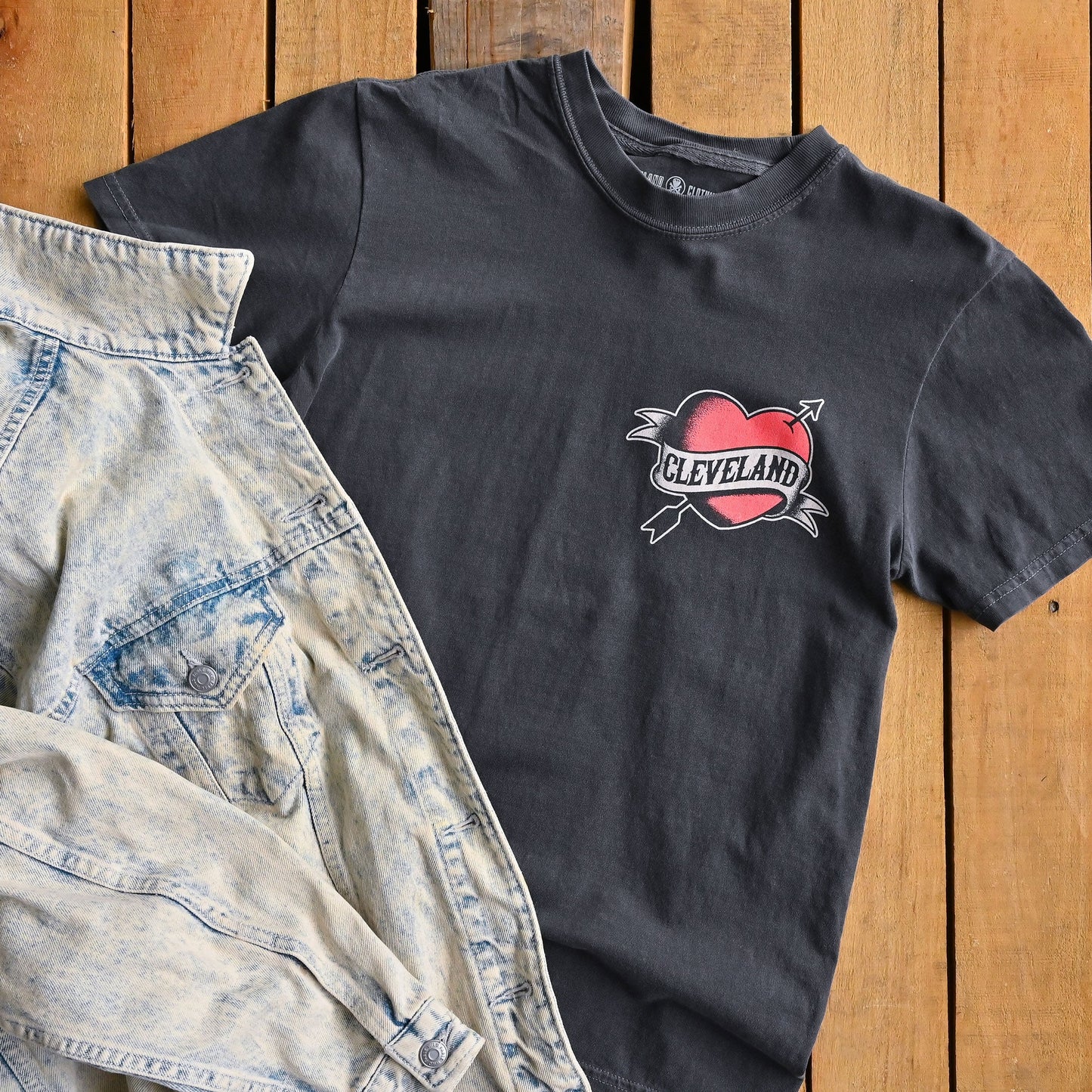 Cleveland Tattoo Heart -  Mens/Unisex Crew T-Shirt