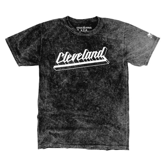 Cleveland Rock Script - Mineral Wash - Mens/Unisex Crew T-Shirt