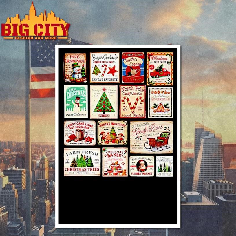 Collection of vintage Christmas stamps shirt