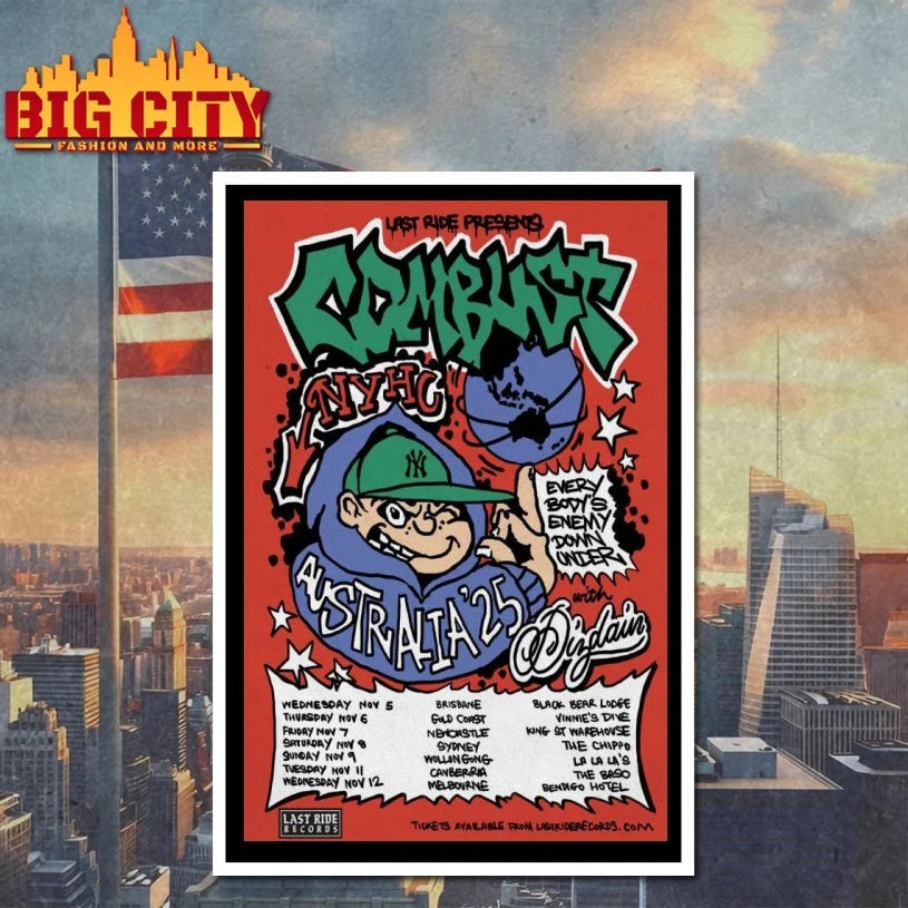 Combust NYHC 2025 Tour Australia Poster shirt