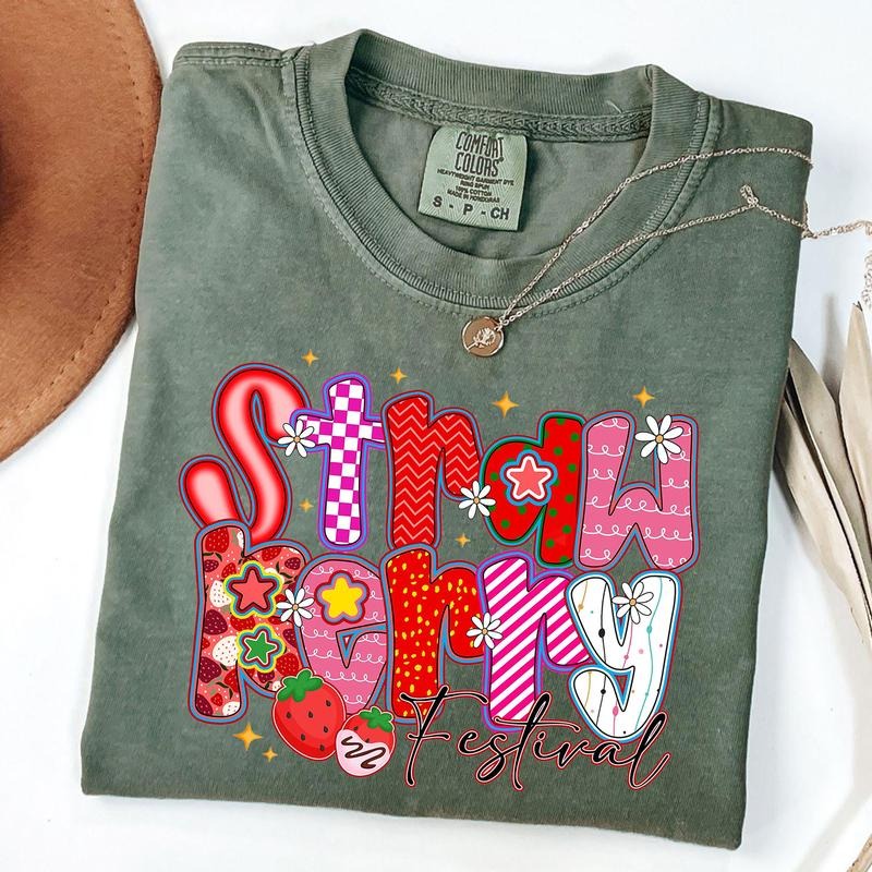 Comfort Colors Strawberry Festival Shirt, Cute Summer Fruit Tee, Summer Vibes T-Shirt, Strawberry Shirt
