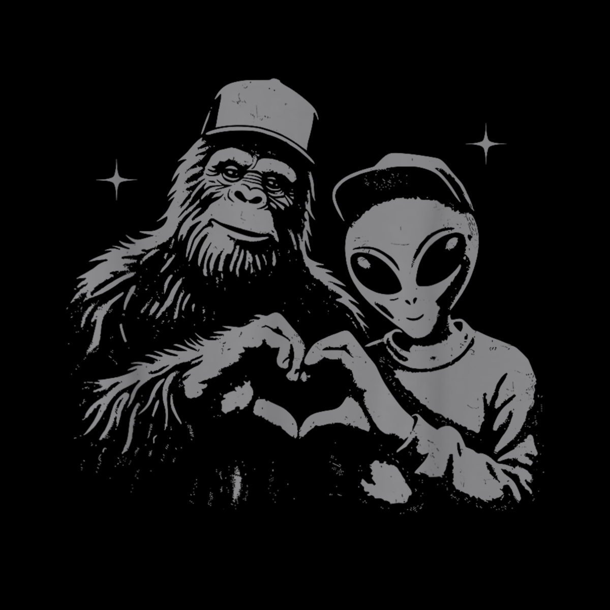 Bigfoot And Alien Kids Shirt