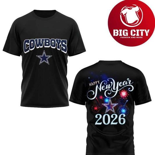 Cowboys Happy New Year 2026 Two Sided Shirt