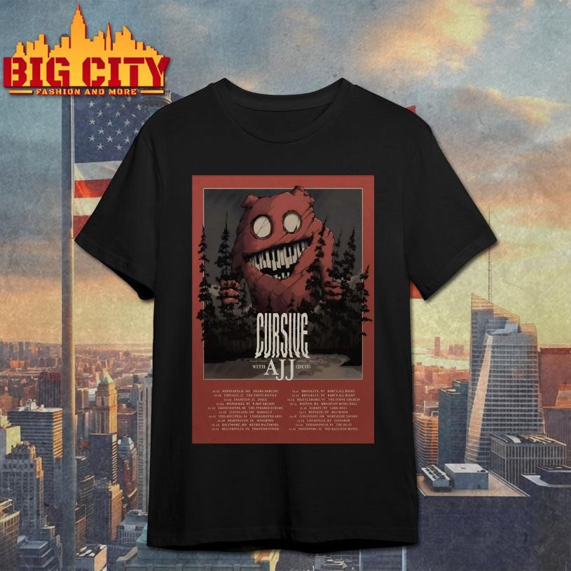 Cursive With AJJ Midwest and Northeast American 2025 Tour Poster Shirt