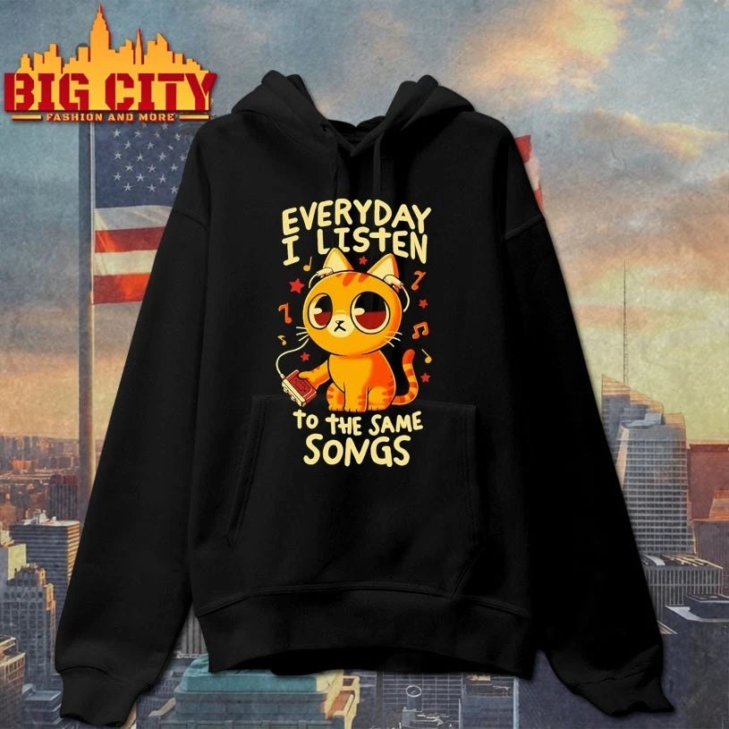 Cute Cat Everyday I Listen To The Same Songs shirt