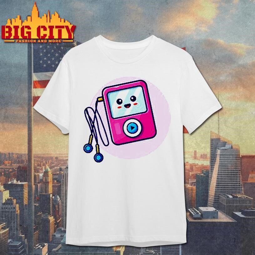 Cute Ipod With Earphone Cartoon 2025 New Shirt