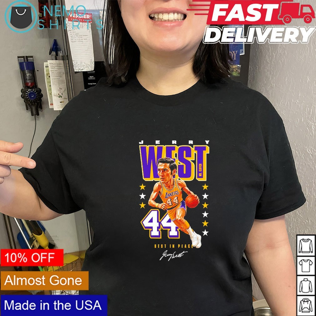 Jerry West 44 Los Angeles Lakers rest in peace signature shirt
