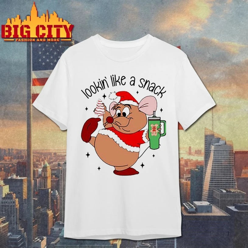 Deanna Looking Like A Snack Christmas Cartoon Mouse Fat Rat shirt