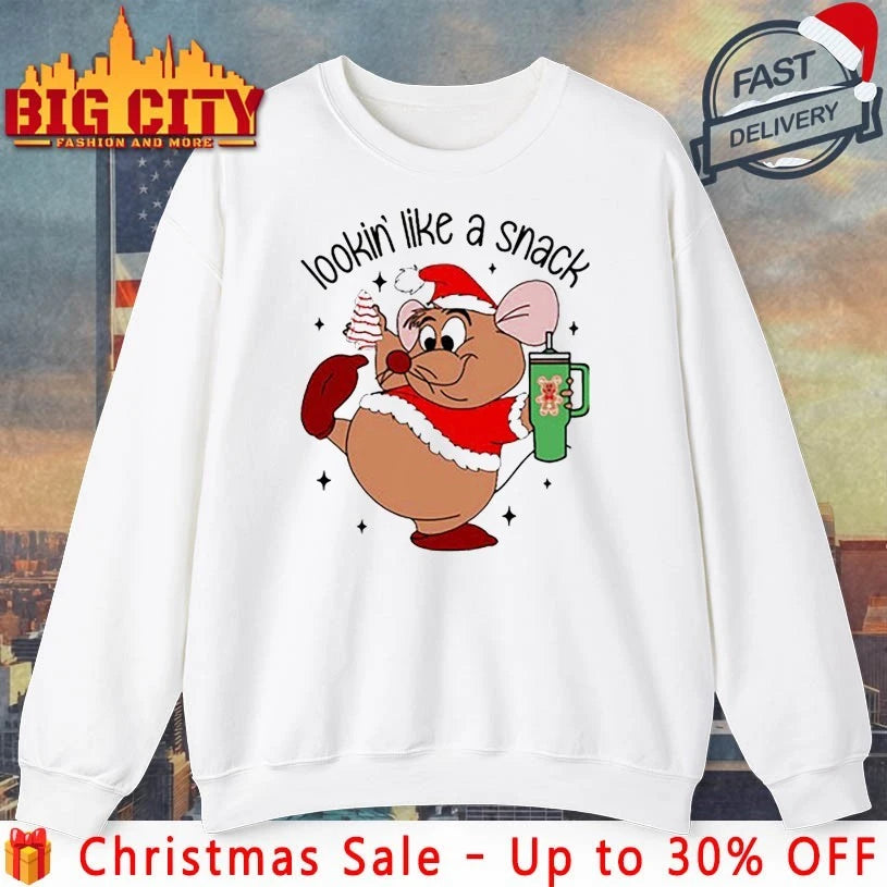 Deanna Looking Like A Snack Christmas Cartoon Mouse Fat Rat shirt