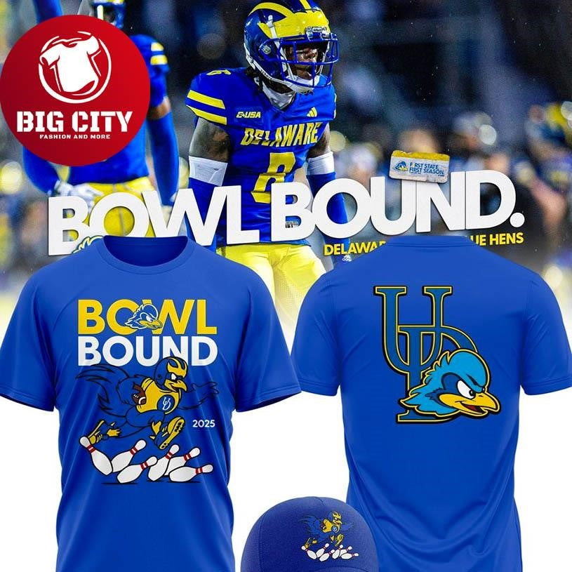 Delaware Blue Hens Bowl Bound 2025 Two Sided Shirt