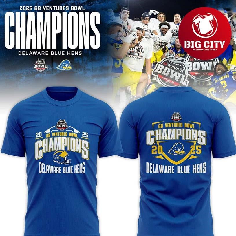 Delaware Fightin’ Blue Hens 68 Ventures Bowl Champions Two Sided Shirt