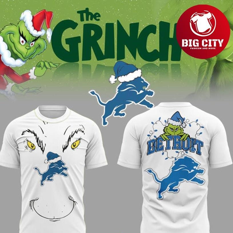 Detroit Lions Grinch Christmas 2025 Two Sided Shirt