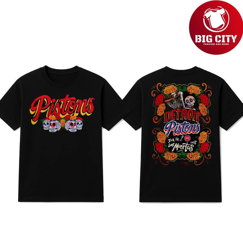 Detroit Pistons Hasta Los Muertos Mexican Heritage 2025 Two Sided Shirt