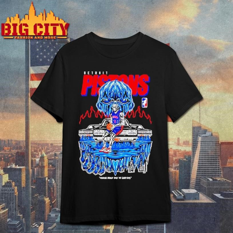 Detroit Pistons Icy Skull Car Graphic Shirt