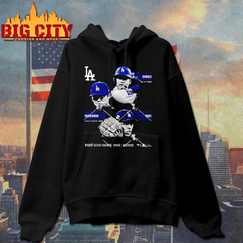 Dodgers Shohei Ohtani Yoshinobu Yamamoto &amp; Roki Sasaki WS 2025 Champions Historic Performances Shirt